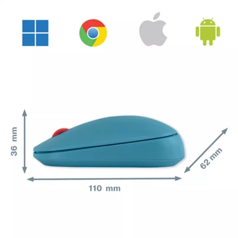 Leitz Cosy ratón inalámbrico, ambidiestro, RF Wireless + Bluetooth, 4000 DPI, azul