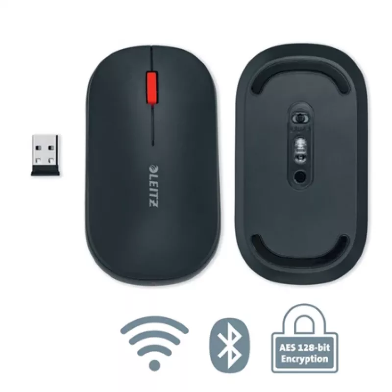 Leitz Cosy ratón inalámbrico, ambidiestro, RF Wireless + Bluetooth, 4000 DPI, gris