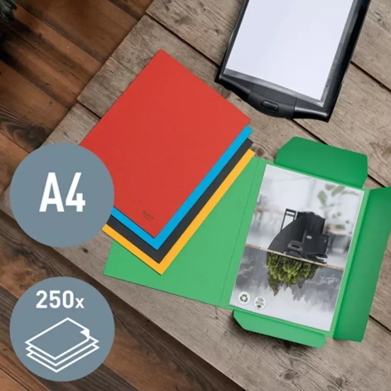 Leitz Recycle carpeta de cartón con 3 solapas, archivador convencional, A4, cartón, rojo, 250 hojas, 80 g/m²