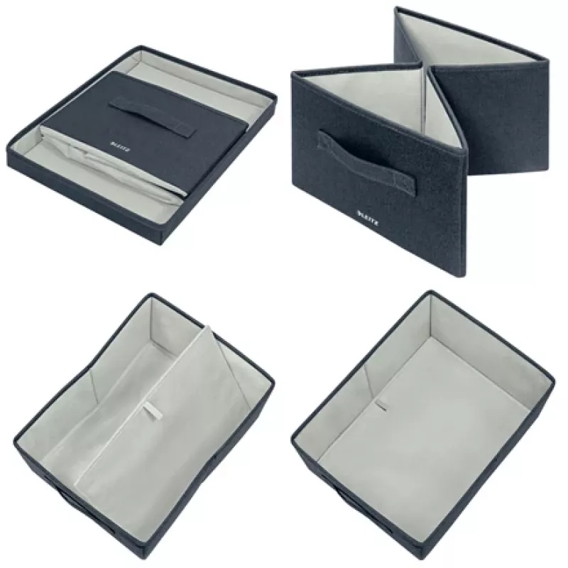Leitz caja de almacenamiento de tela con tapa, mediana, pack de 2, caja de almacenamiento, azul, rectangular, tela, monocolor, tela