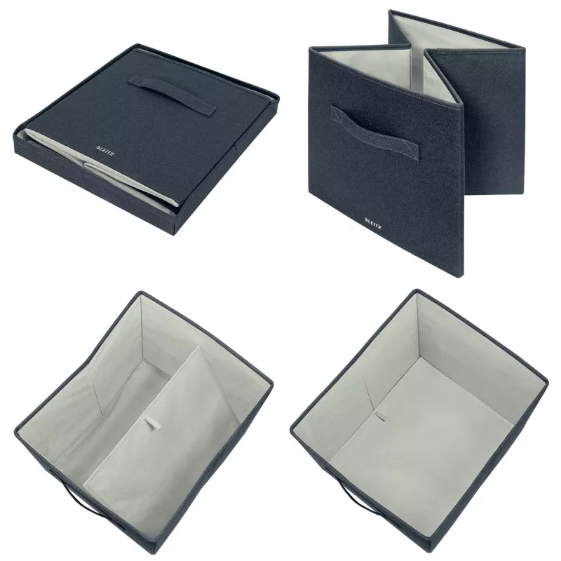 Leitz caja de almacenamiento de tela con tapa grande, pack de 2, gris, tela, 330 mm, 380 mm, 325 mm, 1,24 kg