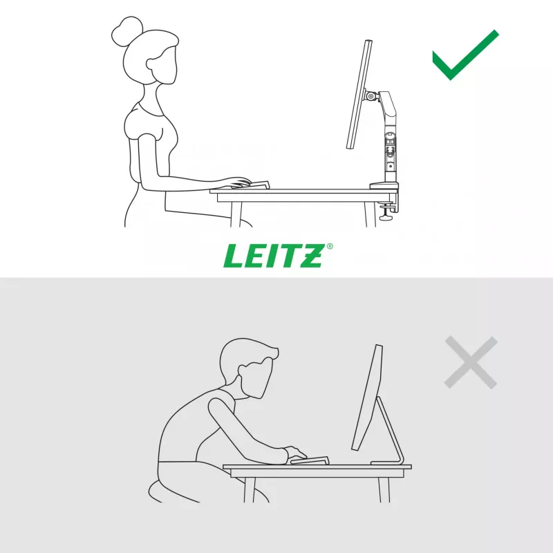 Leitz Ergo brazo de monitor individual que ahorra espacio, pinza/pasacables de mesa, 9 kg, 43,2 cm (17