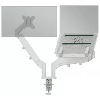 Leitz Ergo brazo doble para monitor y portátil que ahorra espacio, pinza/pasacables, 9 kg, 33 cm (13