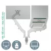 Leitz Ergo brazo doble para monitor y portátil que ahorra espacio, pinza/pasacables, 9 kg, 33 cm (13 inch), 81,3 cm (32 inch), 100 x 100 mm, gris