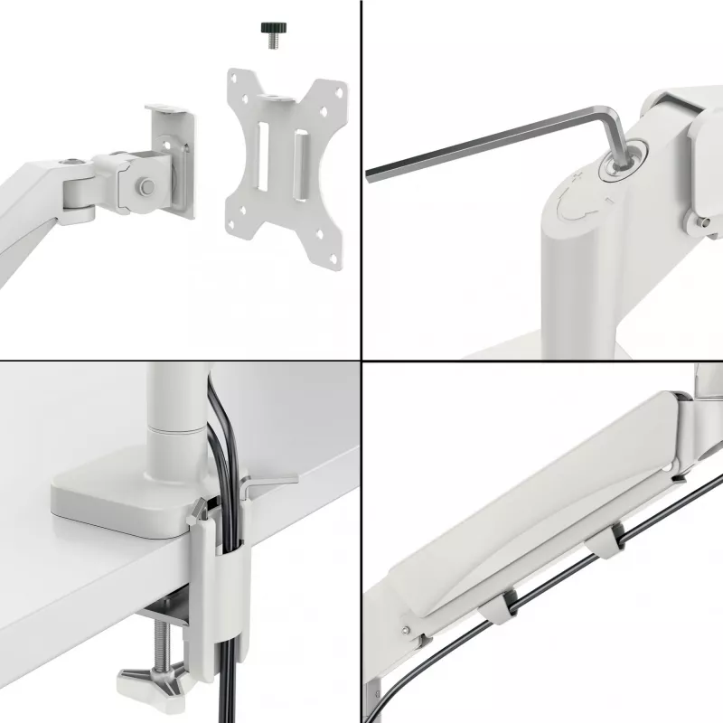 Leitz Ergo brazo doble para monitor y portátil que ahorra espacio, pinza/pasacables, 9 kg, 33 cm (13 inch), 81,3 cm (32 inch), 100 x 100 mm, gris