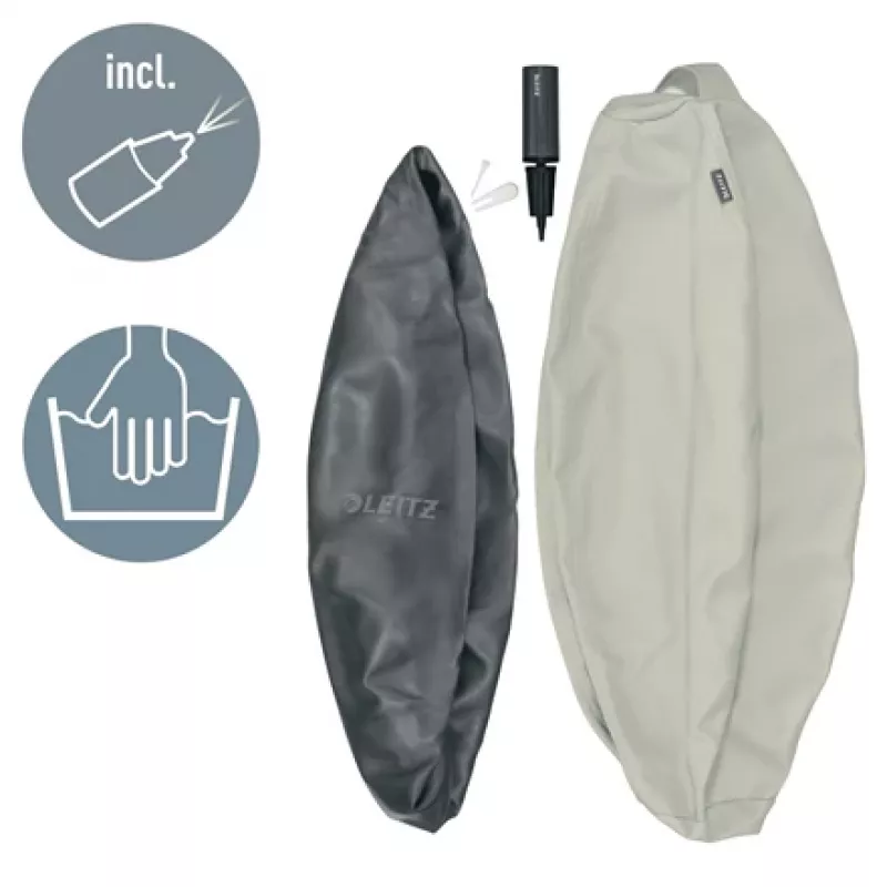 Leitz Ergo balón de asiento activo con sistema antirrodadura 65 cm, gris, talla única, 150 kg, adultos, adulto, TÜV