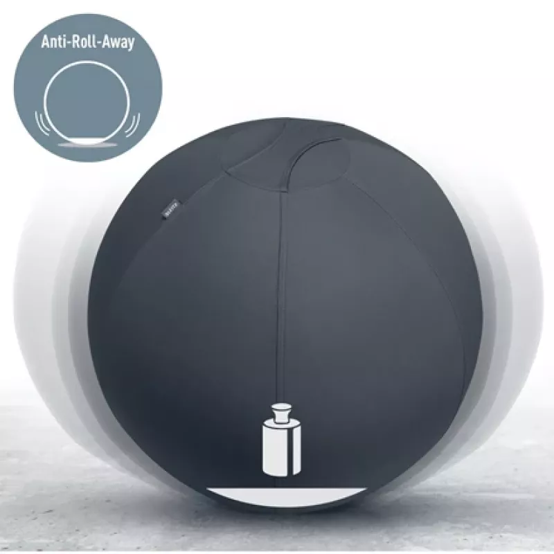 Leitz Ergo balón de asiento activo con sistema antirrodadura 65 cm, gris, talla única, 150 kg, TÜV, 65 cm, 2,87 kg