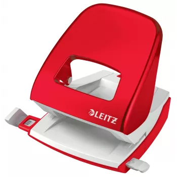 Leitz Perforadora WOW 5008 metal 2 taladros / 30 hojas, 30 hojas, rojo, blanco, metal, 8 cm, 5,5 mm, A6