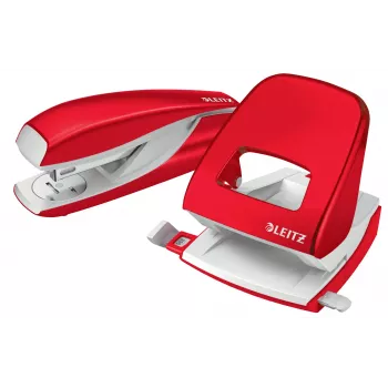 Leitz Perforadora WOW 5008 metal 2 taladros / 30 hojas, 30 hojas, rojo, blanco, metal, 8 cm, 5,5 mm, A6