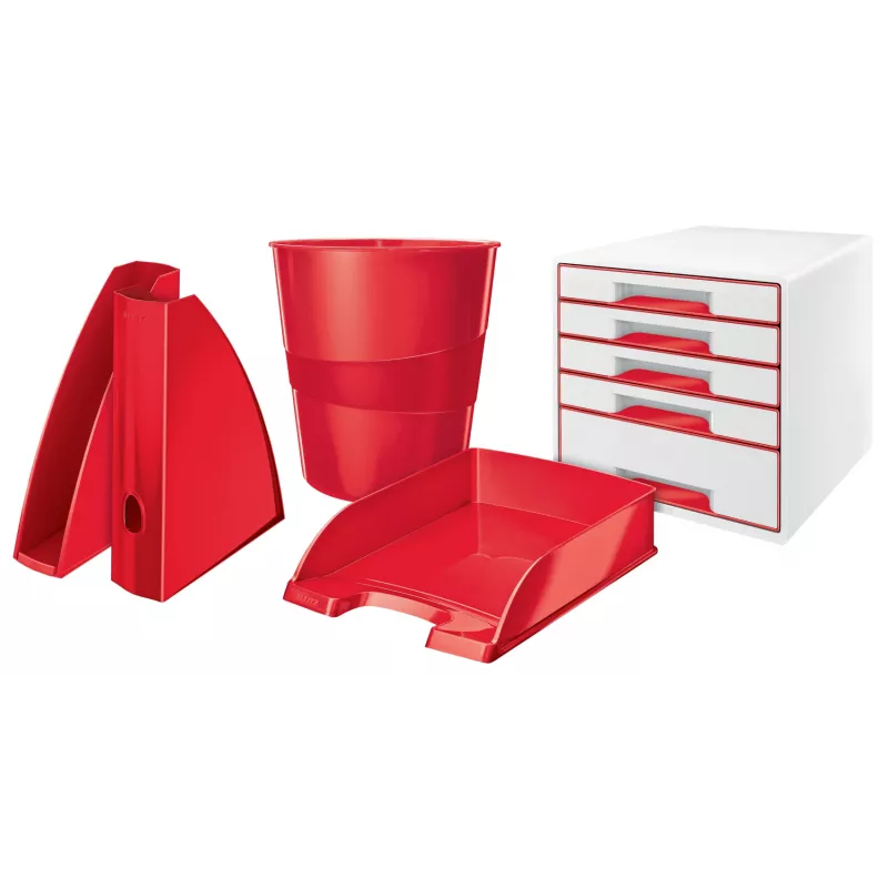 Leitz Bandeja para revistas WOW, rojo, plástico, A4, 75 mm, 258 mm, 312 mm