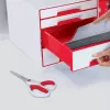 Leitz Tijeras de oficina WOW Titanium 205 mm, adultos, corte recto, unidad, rojo, blanco, acero inoxidable, tijeras de oficina