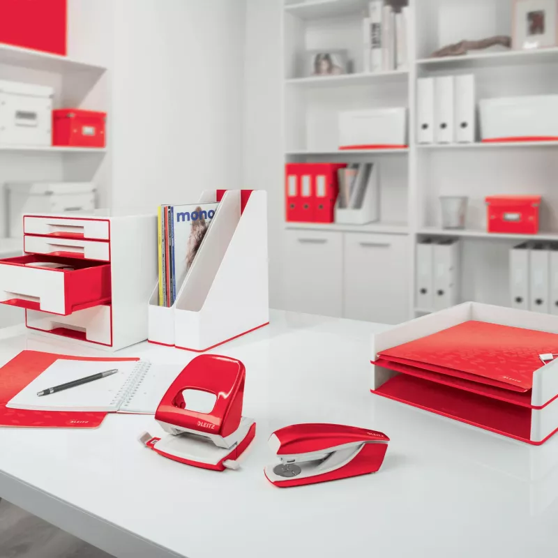 Leitz Archivador de revistas WOW Dual Colour, rojo, blanco, plástico, A4, 73 mm, 318 mm, 272 mm