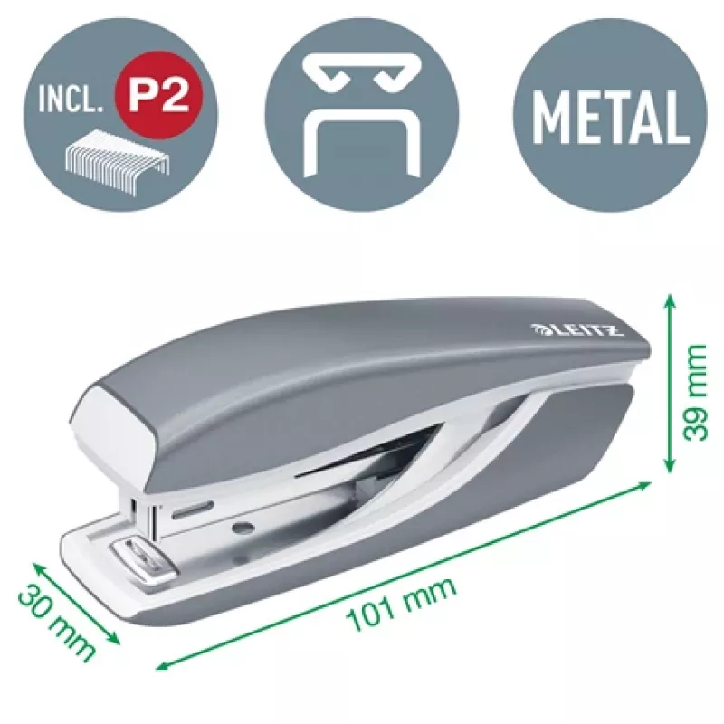 Leitz Set grapadora y perforadora Mini WOW, 10 hojas, rojo, P2, metal, 80 g/m², 3,5 cm