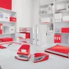 Leitz Set grapadora y perforadora Mini WOW, 10 hojas, rojo, P2, metal, 80 g/m², 3,5 cm