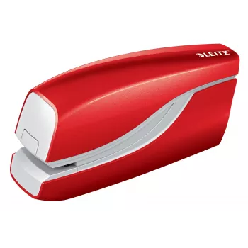 Leitz Grapadora a pilas WOW 5566, 10 hojas, clinch estándar, 1 cm, plástico, rojo, pila