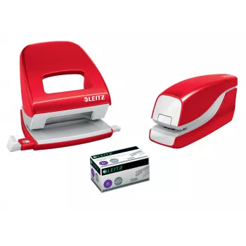 Leitz Grapadora a pilas WOW 5566, 10 hojas, clinch estándar, 1 cm, plástico, rojo, pila