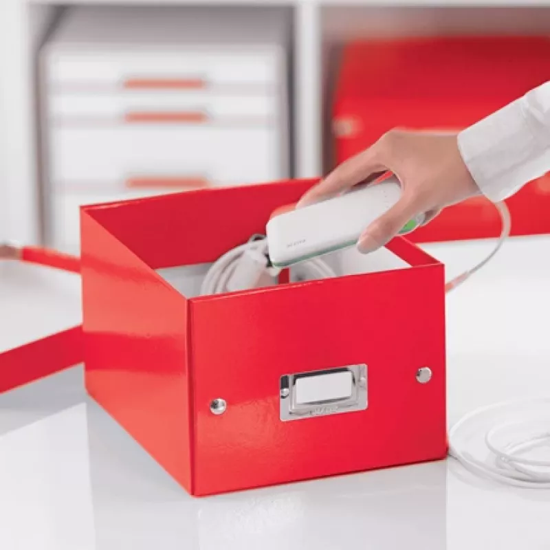 Leitz Caja de almacenamiento pequeña Click & Store WOW, caja de almacenamiento, rojo, rectangular, cartón, monocromático, interior