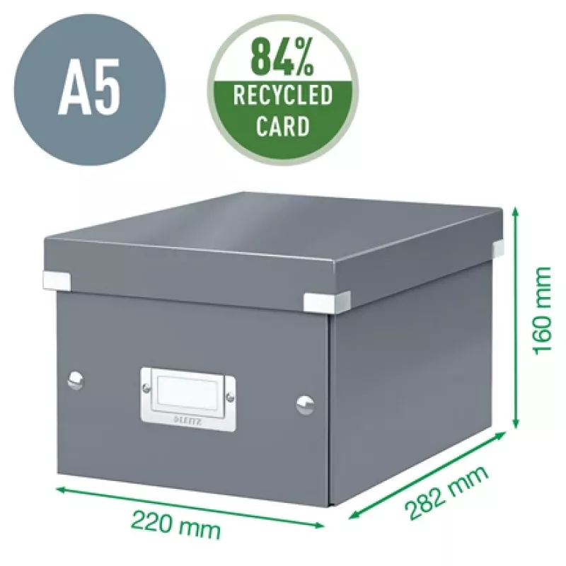 Leitz Caja de almacenamiento pequeña Click & Store WOW, caja de almacenamiento, rojo, rectangular, cartón, monocromático, interior