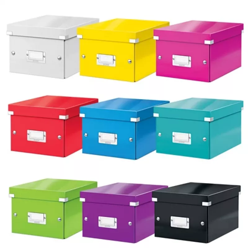 Leitz Caja de almacenamiento pequeña Click & Store WOW, caja de almacenamiento, rojo, rectangular, cartón, monocromático, interior