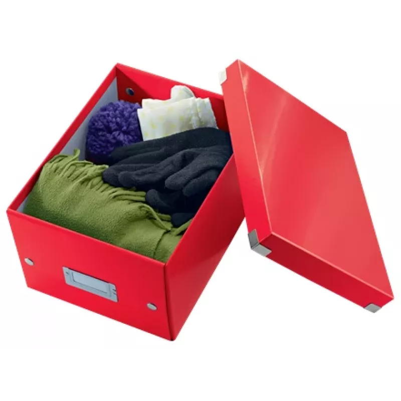 Leitz Caja de almacenamiento pequeña Click & Store WOW, caja de almacenamiento, rojo, rectangular, cartón, monocromático, interior