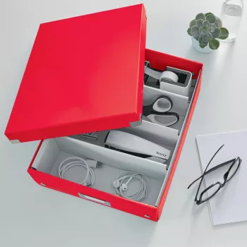 Leitz Caja organizadora mediana Click & Store WOW, caja de almacenamiento, rojo, rectangular, cartón, monocromático, interior