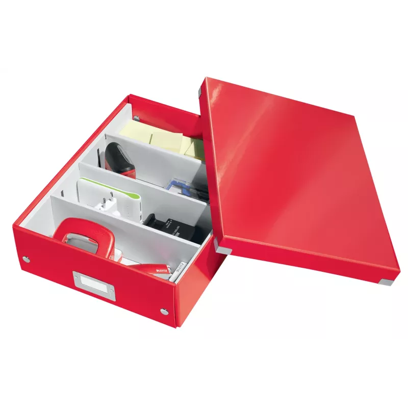 Leitz Caja organizadora mediana Click & Store WOW, caja de almacenamiento, rojo, rectangular, cartón, monocromático, interior