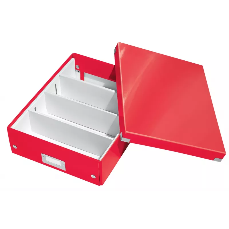 Leitz Caja organizadora mediana Click & Store WOW, caja de almacenamiento, rojo, rectangular, cartón, monocromático, interior