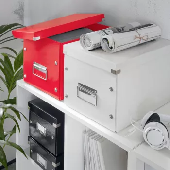 Leitz Caja de almacenamiento Click & Store WOW Cube Large, caja de almacenamiento, rojo, rectangular, cartón, monocromático, interior