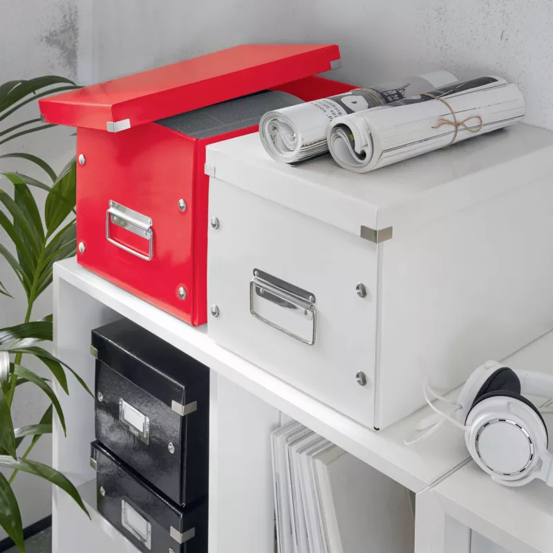 Leitz Caja de almacenamiento Click & Store WOW Cube Large, caja de almacenamiento, rojo, rectangular, cartón, monocromático, interior