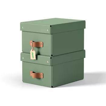 Leitz Caja de almacenamiento con tapa Puro, pequeña, 7 l, cartón 100 % reciclado, pack de 2