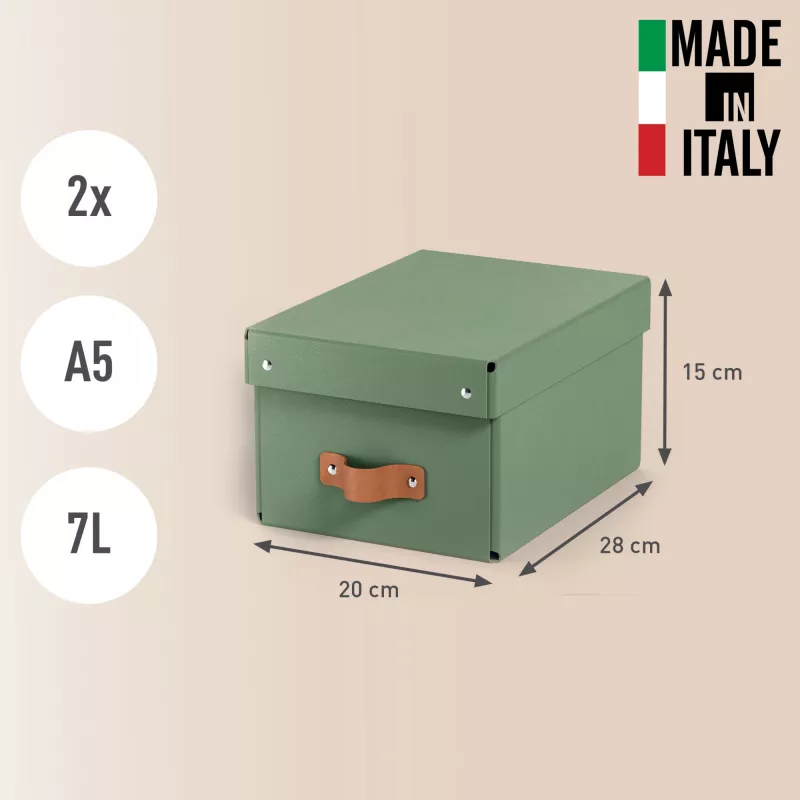 Leitz Caja de almacenamiento con tapa Puro, pequeña, 7 l, cartón 100 % reciclado, pack de 2