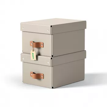 Leitz Puro Caja de almacenamiento con tapa, pequeña, 7L, 100% cartón reciclado, pack de 2