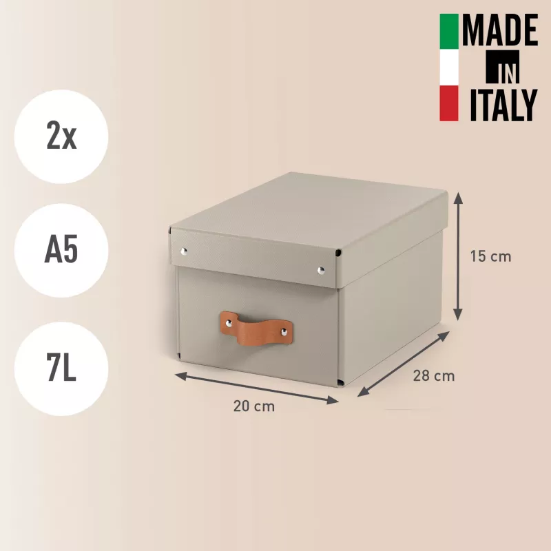Leitz Puro Caja de almacenamiento con tapa, pequeña, 7L, 100% cartón reciclado, pack de 2