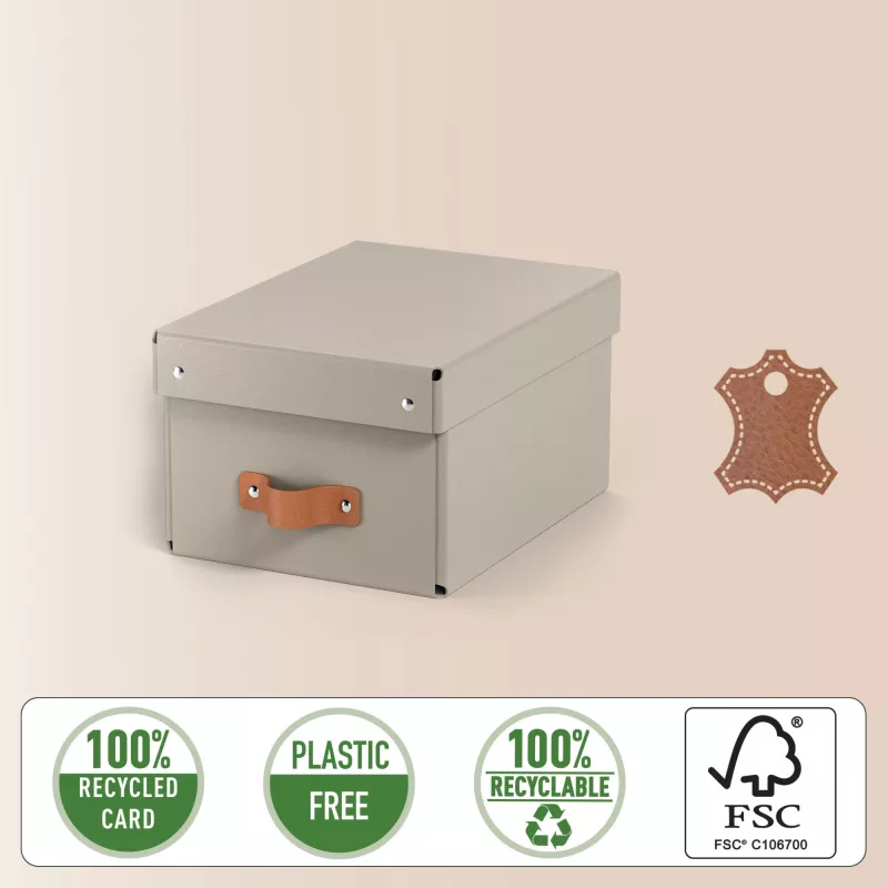 Leitz Puro Caja de almacenamiento con tapa, pequeña, 7L, 100% cartón reciclado, pack de 2