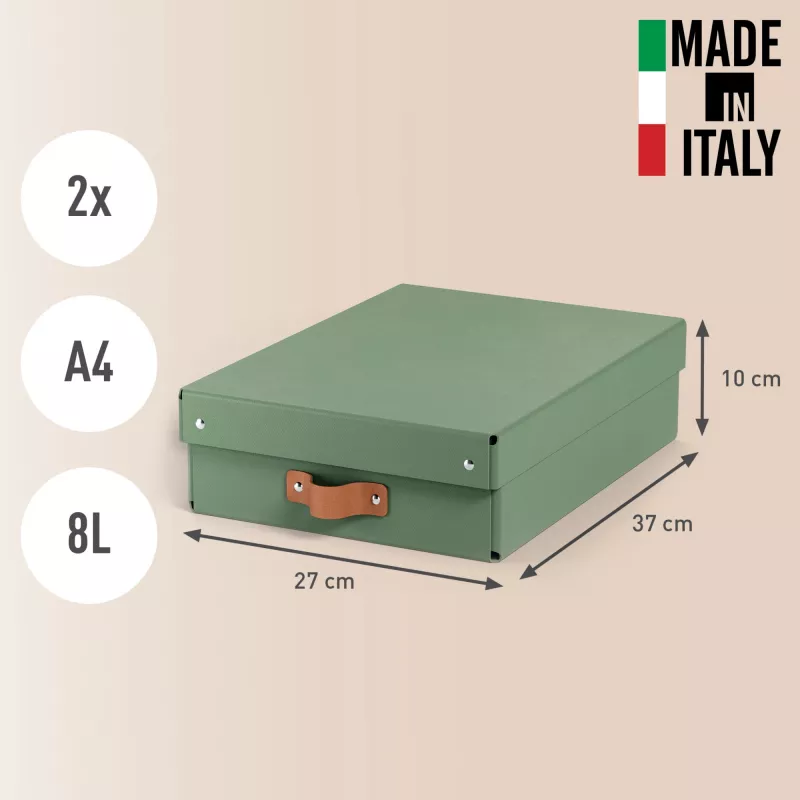 Leitz Caja de almacenamiento con tapa Puro, altura media, 8 L, cartón 100 % reciclado, pack de 2