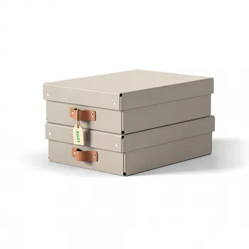 Leitz Puro Caja de almacenamiento con tapa, mediana baja, 8L, 100% cartón reciclado, pack de 2