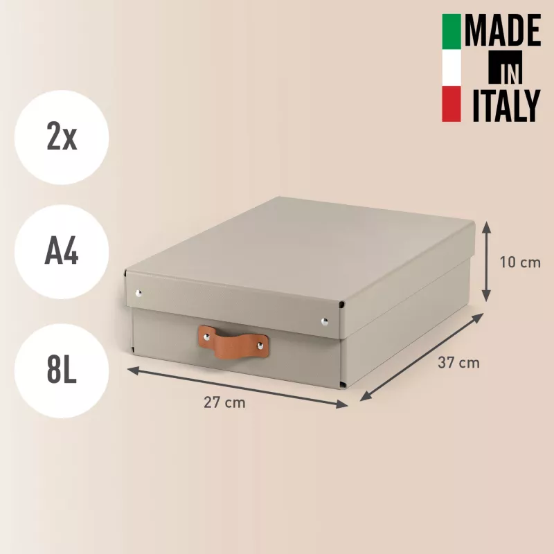 Leitz Puro Caja de almacenamiento con tapa, mediana baja, 8L, 100% cartón reciclado, pack de 2