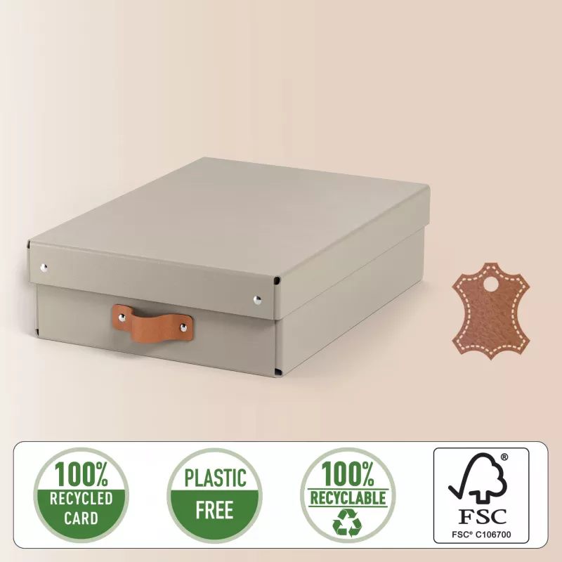 Leitz Puro Caja de almacenamiento con tapa, mediana baja, 8L, 100% cartón reciclado, pack de 2
