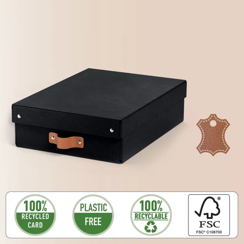 Leitz Puro Caja de almacenamiento con tapa, mediana alta, 8L, 100% cartón reciclado, pack de 2