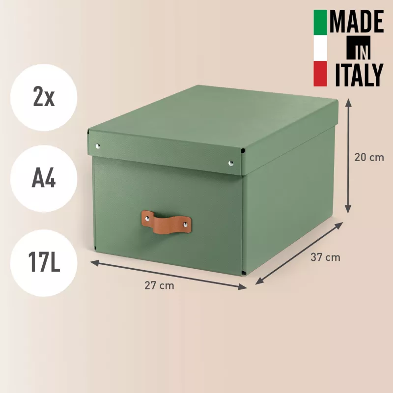 Leitz Caja de almacenamiento con tapa Puro, mediana, 17 L, cartón 100 % reciclado, pack de 2