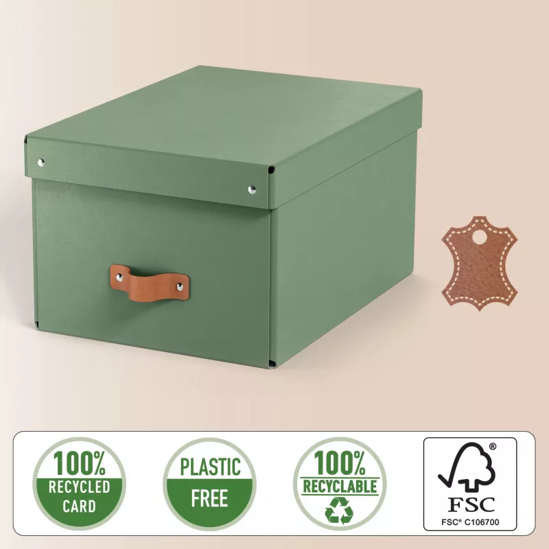 Leitz Caja de almacenamiento con tapa Puro, mediana, 17 L, cartón 100 % reciclado, pack de 2