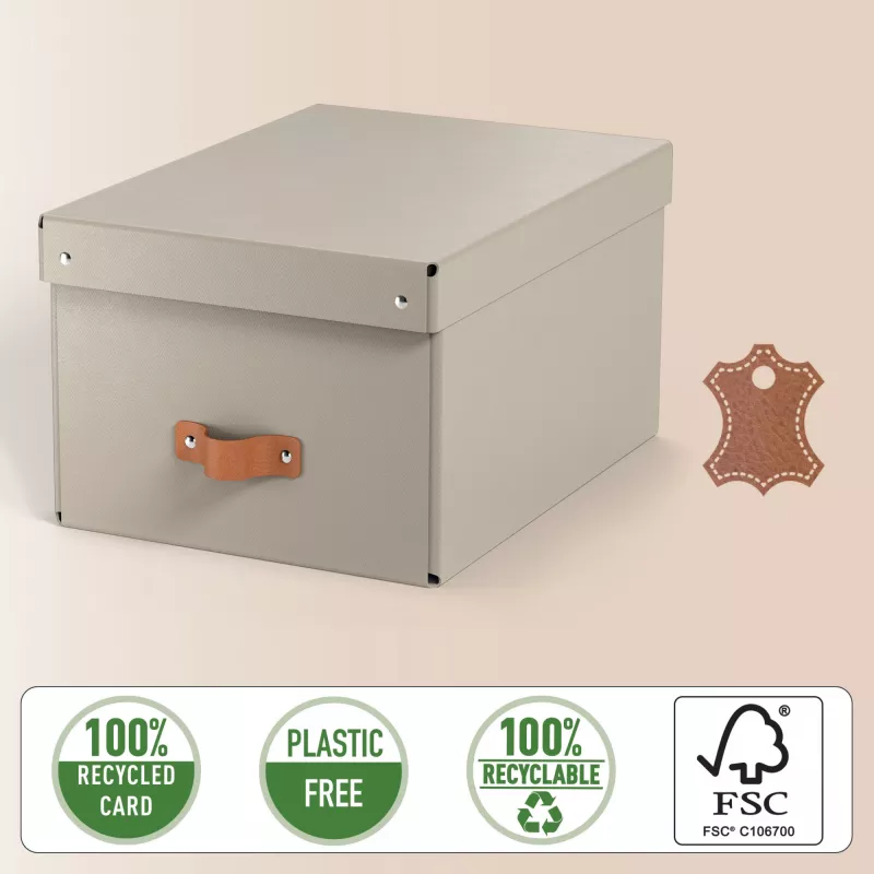 Leitz Caja de almacenamiento con tapa Puro, mediana, 17 l, cartón 100 % reciclado, pack de 2