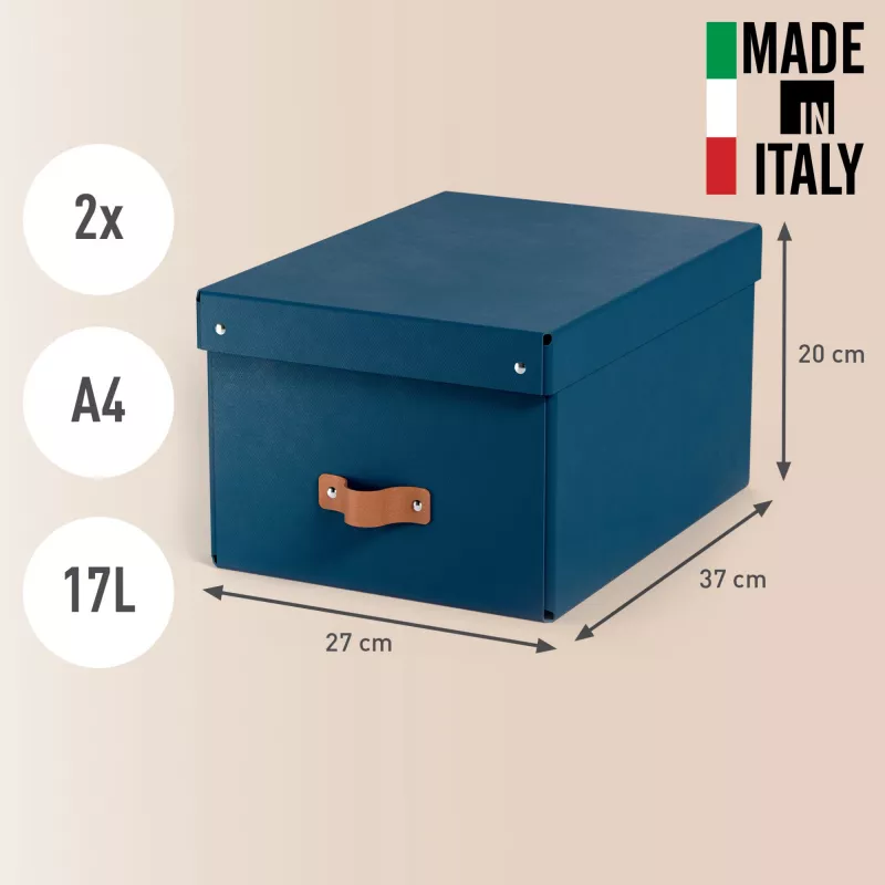 Leitz Caja de almacenamiento con tapa Puro, mediana, 17 L, cartón 100 % reciclado, pack de 2