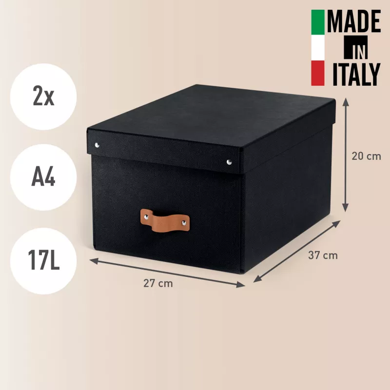 Leitz Caja de almacenamiento con tapa Puro, mediana, 17 l, cartón 100 % reciclado, 2 uds.