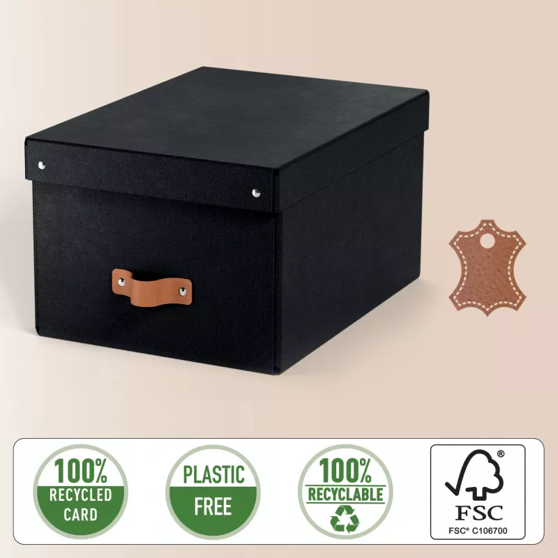Leitz Caja de almacenamiento con tapa Puro, mediana, 17 l, cartón 100 % reciclado, 2 uds.