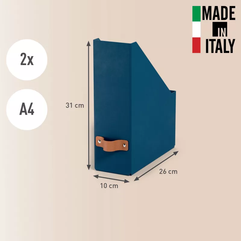 Leitz Archivador de revistas Puro, cartón 100 % reciclado, pack de 2, azul, cartón, 100 mm, 260 mm, 310 mm, 310 g