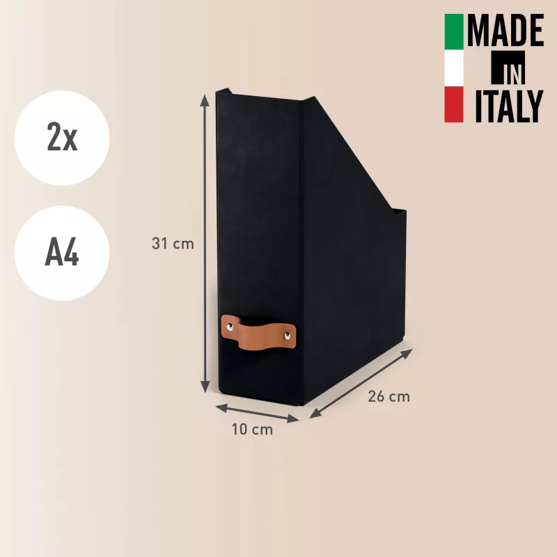 Leitz Archivador de revistas Puro, cartón 100 % reciclado, pack de 2, negro, cartón, 100 mm, 260 mm, 310 mm, 310 g