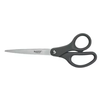 Leitz Tijeras Titanium 180 mm, adultos, corte recto, gris, acero satinado, acero inoxidable, tijeras de oficina, polipropileno