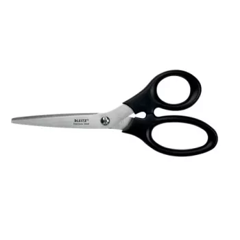 Leitz Tijeras de acero inoxidable 185 mm, adultos, corte recto, unidad, negro, acero inoxidable, acero inoxidable, tijeras de oficina