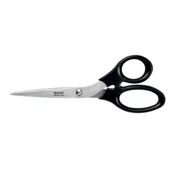Leitz Tijeras de acero inoxidable 200 mm, adultos, corte recto, unidad, negro, acero inoxidable, acero inoxidable, tijeras de oficina